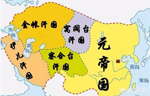 为什么蒙古帝国分裂成四个国家，其他都叫汗国，单单东亚这边叫元朝？